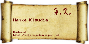 Hanke Klaudia névjegykártya